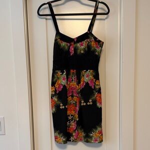 Bright floral black summer dress